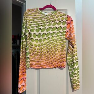Omighty Green and Orange Swirl Long Sleeve Top